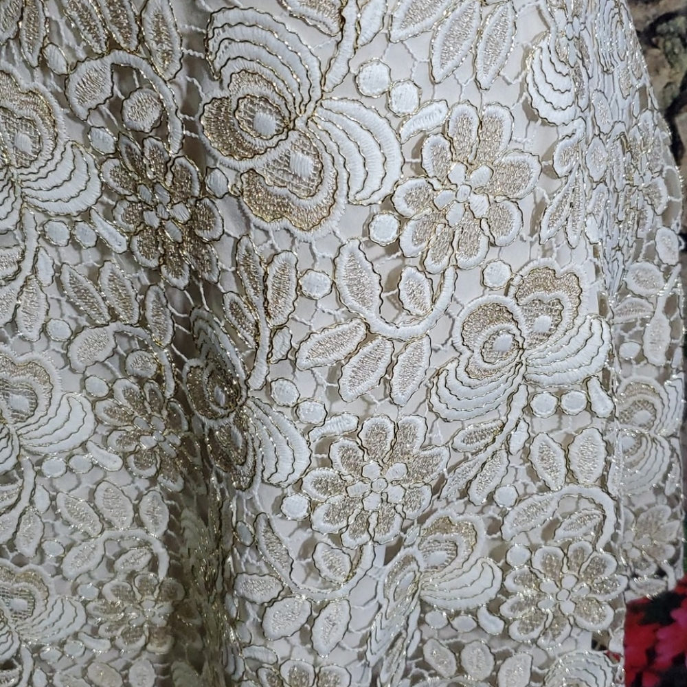 Club Monaco Lace Skirt cream Gold Size 8 - Picture 5 of 7